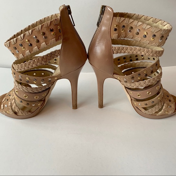 Aldo Tan studded strappy Tinder stiletto heels - Picture 3 of 7